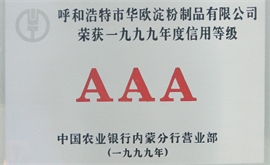 1999年度信誉品级AAA